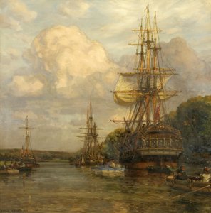 Privateers Tied Up at Hungroad in the Early 19th Century by Arthur Wilde Parsons