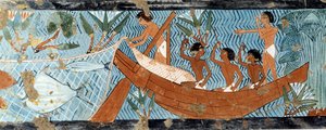Art Egypt: Seine Fishing, Facsimile from the Tomb of Ipuy in Thebes by Artist Unknown