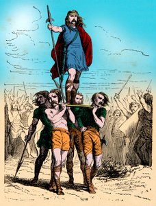 Gaulois Chief Bears Triumph on His Shield (engraving) by Artist Unknown