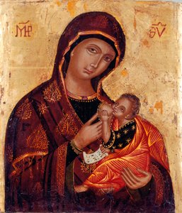 Icon: Virgin and Child, Anonymous Wood Painting, Church Santa Maria delle Grazie al Trionfale, Rome by Artist Unknown