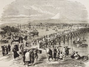 Japan (19th century). City of Edo, crossed by Toniak river (engraving) by Artist Unknown