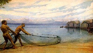 Lake Dwellers Fishing, Prehistoric Man
