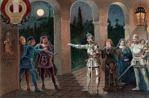 Leonora abducted from convent by Manrico, Act II scene 5 from opera "Il Trovatore" by Giuseppe Verdi by Artist Unknown
