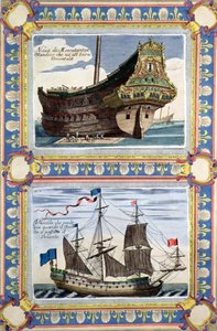 Merchant Ships Belonging to the Dutch East Indies Company (engraving) by Artist Unknown