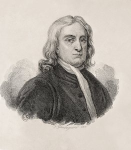Portrait of Isaac Newton, Work by Gaetano Guadagnini. Engraving.