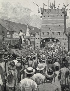 Philippines (1899). Protest in Manila (engraving)