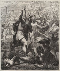 Representation of Pelagius the Conqueror, King of Asturias Triumphant Against the Saracens, 719, Covadonga, Spain by Artist Unknown