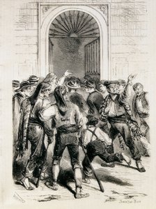 Proclamation of the First Republic and Storming of the Barcelona City Hall (11th February 1873). Etching