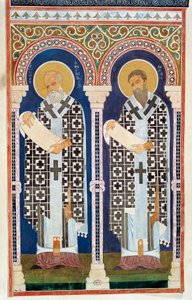 St Gregory of Nyssa and St Basil the Great, Fathers of the Greek Orthodox Church, Engraving, 4th Century