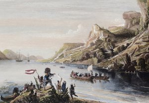 The French explorer Jacques Cartier discovered and climbed the St. Lawrence River in Canada in 1535 by Artist Unknown