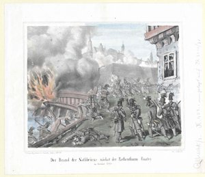 The Blaze of the Nothbruecke Near the Rothenthurm Bastion in October 1848 by Artist Unknown