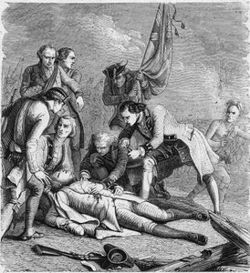 The death of James Wolfe on the Plains of Abraham, Quebec
