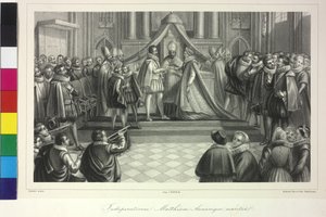 Wedding of King Matthew I with Archduchess Anna by Cardinal Franz of Dietrichstein on 4th December 1611 by Artist Unknown
