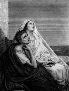 Saint Monique with Saint Augustine - Frontispiece of the History of Saint Monique by Abbe Bougaud, Librairie Poussielgue 1866 by Ary Scheffer