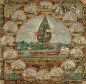 Compass Rose with Shipping Sketches by Ashley Bowen