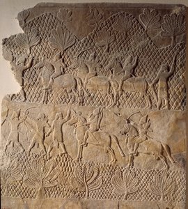 Battle scene (Low relief of Assurbanipal Palace, 7th century BC) by Assyrian
