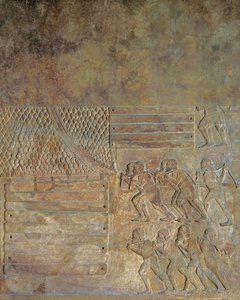 Relief Depicting the Stocking Up of Wood on the Shore Before Transportation by Sea, from the Palace of Sargon II, Khorsabad, Iraq by Assyrian
