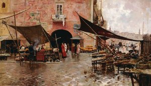 A Market Square Messina by Attillo Pratella