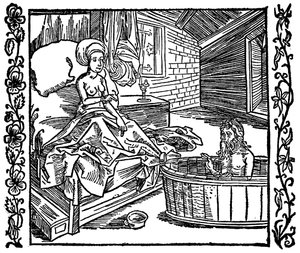 The Woman and the Bathing Hermit by attributed to Albrecht Dürer