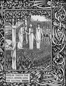 Merlin Taketh the Child Arthur into His Keeping by Aubrey Beardsley