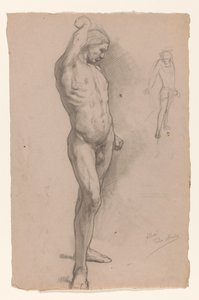 Male Nude, Front View by August Allebe