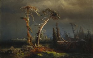 Gathering Storm - Dying Primeval Forest in Storm by August Cappelen