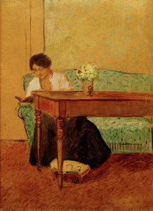 Elisabeth Reading on a Green Sofa