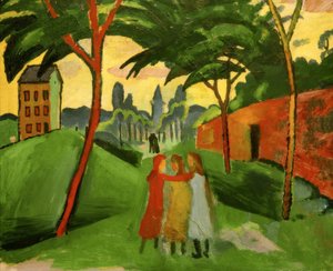 Landscape with Three Girls by August Macke