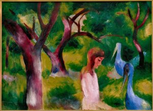 Girl with Blue Birds by August Macke