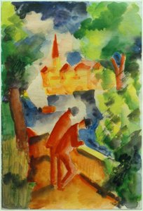 Men on the Terrace by the Lake