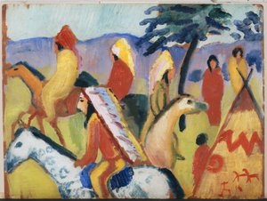 Riding Indian by the Tent by August Macke