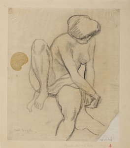 Seated Female Nude with Cloth by August Macke