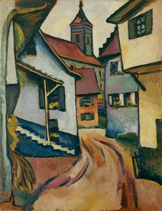 Street with Church in Kandern by August Macke