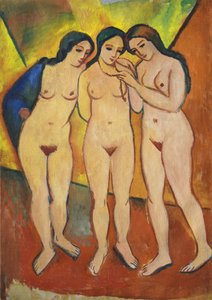 Three Nudes, Orange and Red