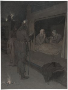 Njal, Bergthora and Thord Karisson Decide to be Burned Alive. Illustration for Njal’s Saga, ch. 129 by August Malmström
