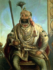 Portrait of Maharaja Sher Singh, In Regal Dress by August Theodor Schoefft