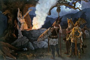 Celtic Warriors Consult a Priestess by August Wilhelm Dieffenbacher