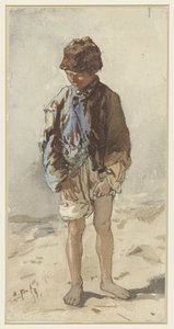 Hungarian Boy, Standing and Facing Forward, Barefoot and Wearing a Fur Hat by August Xaver Carl von Pettenkofen