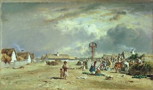The Market at Szolnol, Hungary by August Xaver Karl von Pettenkofen