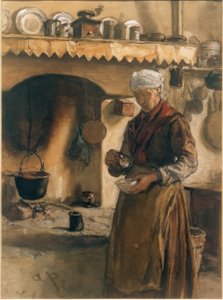 Italian Peasant Woman by the Hearth