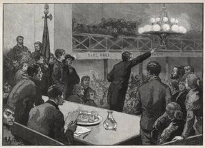 Meeting for the strike at the Vooruit in 1885 - engraving in 