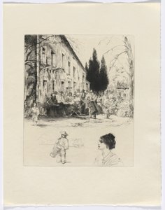 Frédéric Mistral: Memoirs and Stories by Frédéric Mistral: Figures at Outdoor Table, Man Playing Drum and Bust of a Woman (insert after p. 136)