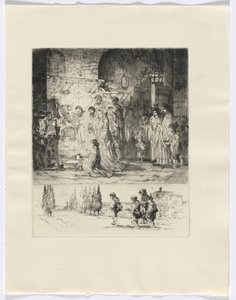 Frédéric Mistral: Mémoires et Recits by Frédéric Mistral: nativity/ figures walking on a road (insert after p. 32) by Auguste Brouet