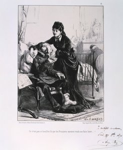 A woman feeding a wounded soldier soup, Siege of Paris, Franco-Prussian War by Auguste Bry