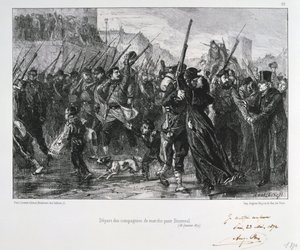 French Soldiers Departing for Buzenval, Siege of Paris, Franco-Prussian War by Auguste Bry