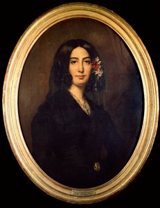 Portrait of George Sand (Aurore Dupin, Baronne Dudevant) (1804-1876) in 1832. Painting by Auguste Charpentier (1813-1880). Paris Musee Carnavalet