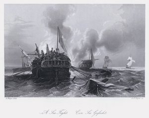 A Sea Fight by Auguste Etienne Francois Mayer