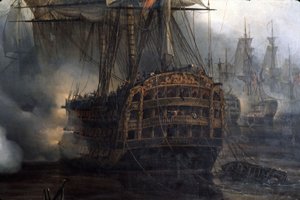 Battle of Trafalgar (detail) by Auguste Etienne Francois Mayer