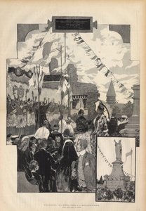Inauguration of the Statue of Pope Urban II in Chatillon-sur-Marne on 21 July 1887. Drawing by Auguste Francois Marie Gorguet (1862-1927), in Paris illustrious of 1887 by Auguste Francois Gorguet