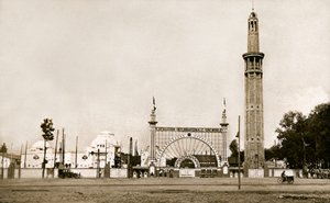 Grenoble (Isere, Dauphine): International Exhibition of White Coal and Tourism in 1925 - the Monumental Entrance and the Orientation Tower (Perret Tower) - Built by Brothers Auguste and Gustave Perret, 95 Metres High and Nearly 8 Me